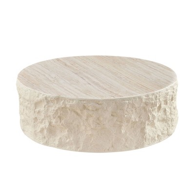 NicBex Fiberglass Cream Style Simple Coffee Table,Elegant Shape Side Table,Center Table for Living Room,Bedroom