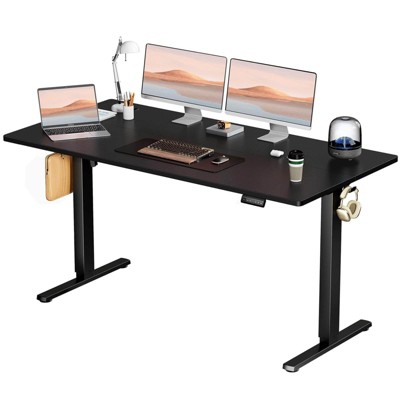 NicBex Home Office Desks 62" Morden Computer Desk Standing Desk Adjustable Height with Metal Legs and Earphone Rack for Study