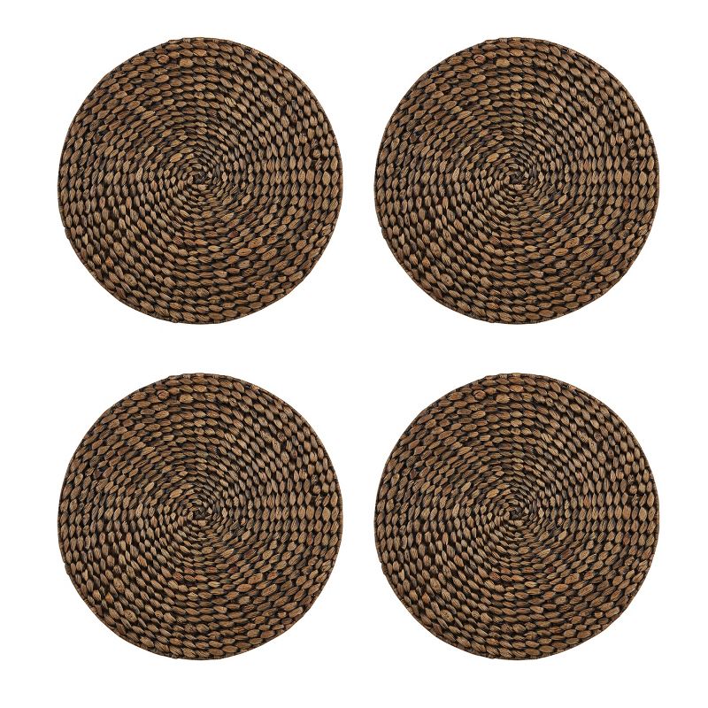 Split P Brown Braided Hyacinth Round Charger Set of 4 15"Dia, 3 of 7