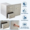 Stainless Steel Outdoor Kitchen Door Drawer Combo, 38.2" W x 20.5" H x 22.6" D Flush Mount Triple BBQ Drawers, Kitchen Drawers for BBQ Island, Grey - 3 of 4