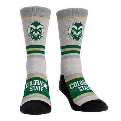 NCAA Colorado State Rams Adult Cool Gray Block Crew Socks - L/XL