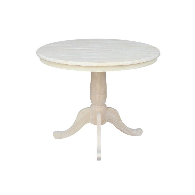 36" Round Top Pedestal Dining Table with 12" Drop Leaf - International Concepts, 4 of 12