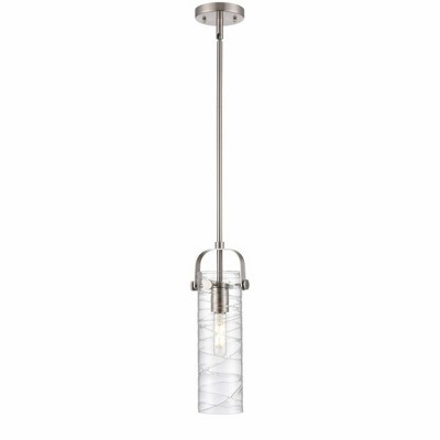 Pilaster II Cylinder - 1 Light Stem Hung Pendant In Industrial Style-14.5 Inches Tall and 5 Inches Wide