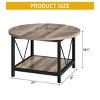 2-Tier Modern Round Coffee Table With Storage Open Shelf Wood Center Coffee For Home Office Living Room Light Brown - 3 of 4