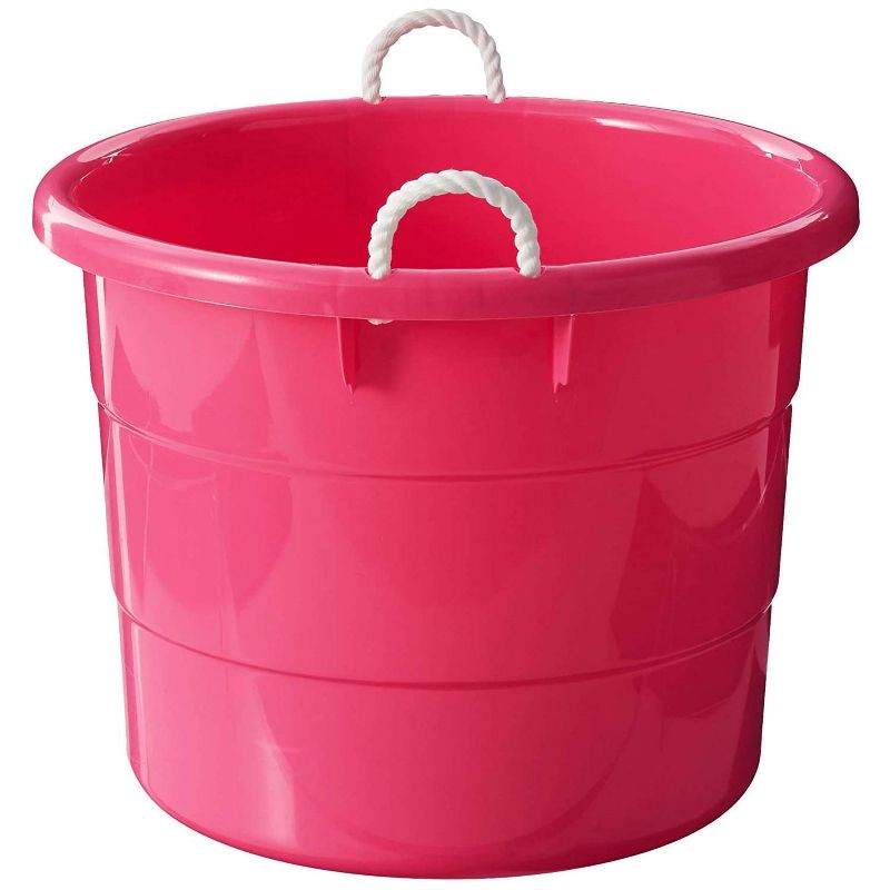Homz 18 Gallon Plastic Multipurpose Utility Storage Bucket Tub with Strong Rope Handles for Indoor and Outdoor Use, 3 of 8