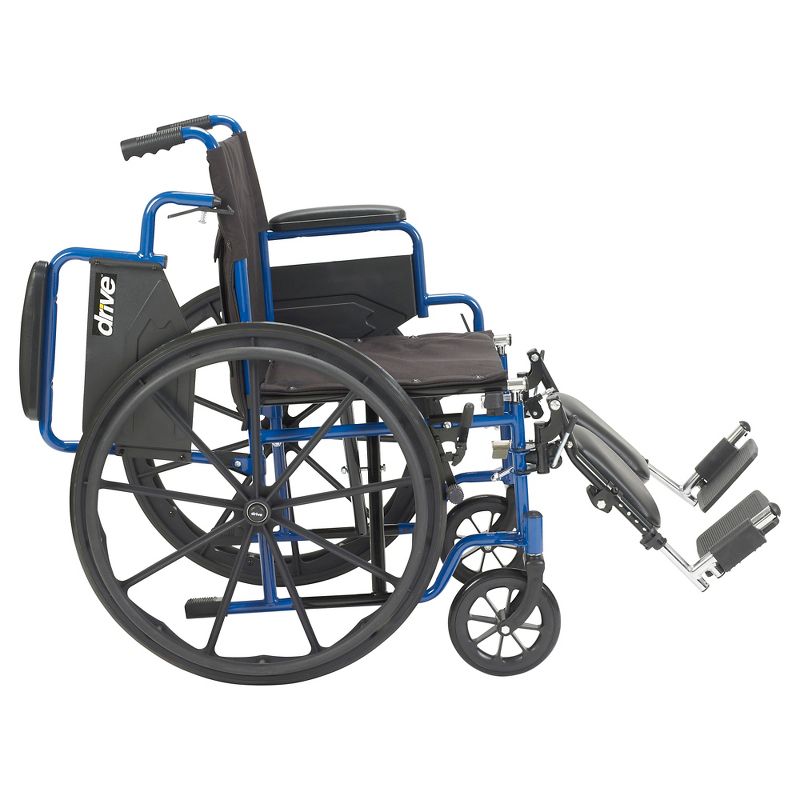 Drive Medical Streak Wheelchair with Flip Back Desk Arms, Elevating Leg Rests - 20&#34; Seat - Blue, 4 of 8