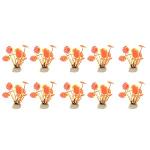 Unique Bargains Aquarium Plastic Plants for Fish Tank Landscape Decoration Pink 10 Pcs - 1 of 4