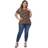 Women's Plus Size Floral Printed Round Neck Short Sleeve Casual Country Peasant Tops - Agnes Orinda - 3 of 4