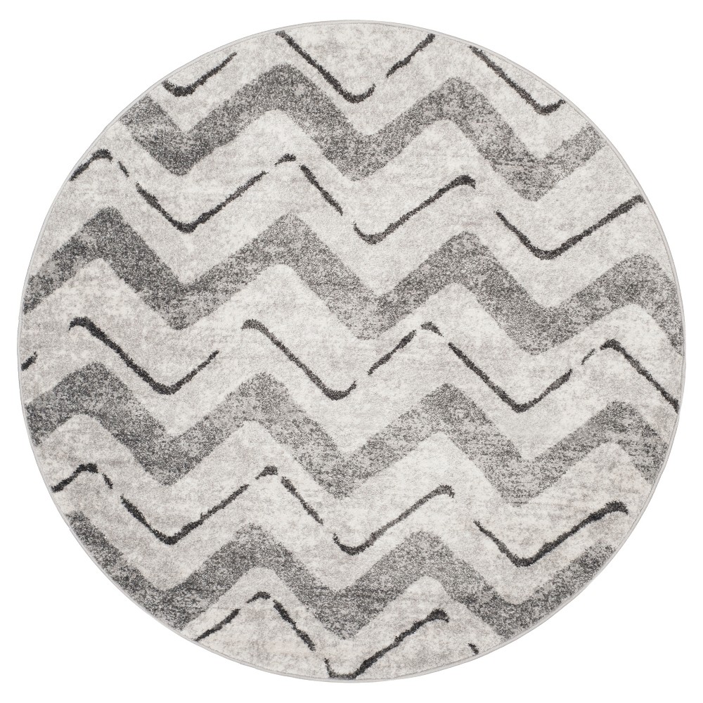 6'x6' Round Briarwood Adirondack Area Rug Silver/Charcoal Round - Safavieh