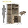 Tall Wood Pantry Cabinet with Adjustable Shelves and Drawers, Freestanding Organizer, Versatile Storage for Kitchen, Dining, or Living Room, Grey - 3 of 4