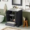 CSBDHome 36-Inch Bathroom Vanity with Ceramic Sink, Solid Wood Cabinet with Drawers and Doors, White/Black - 4 of 4