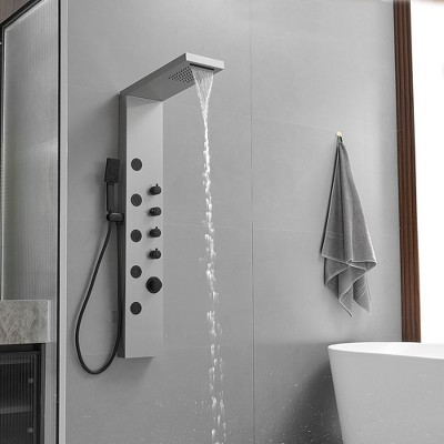 Black Nickel 5-Jet Rainfall Shower Panel System with Handheld Shower