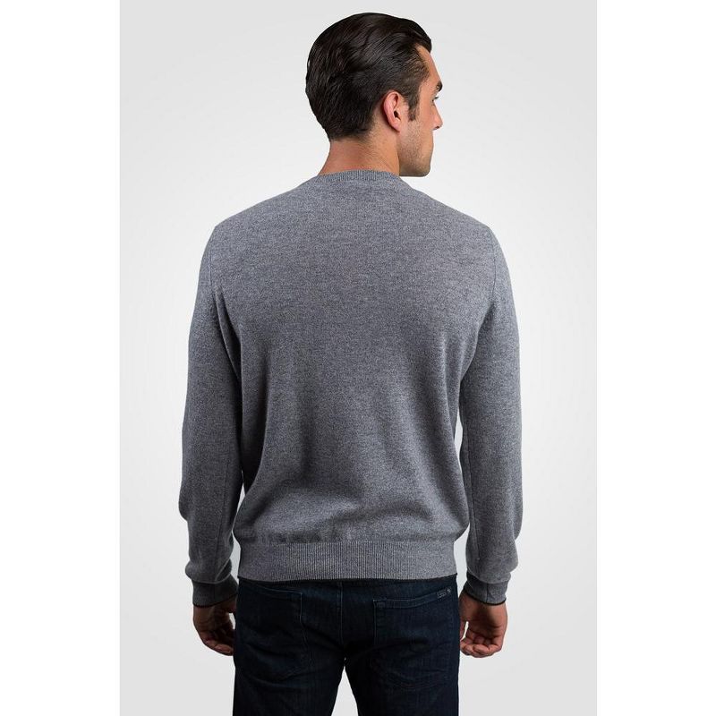 JENNIE LIU Men's 100% Pure Cashmere Long Sleeve Pullover Crewneck Sweater, 2 of 5