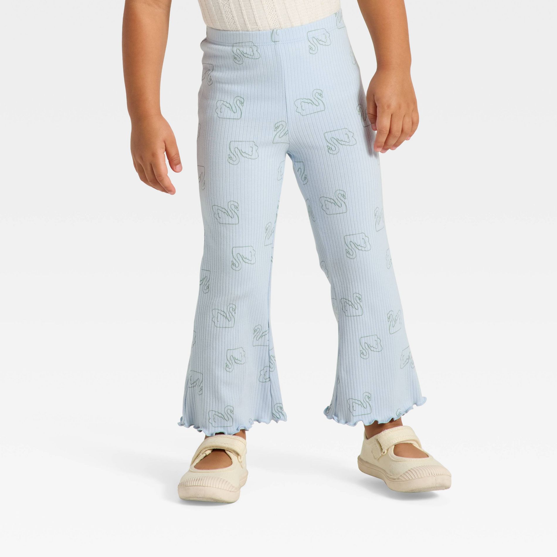 Toddler Girls' Ribbed Flare Leggings - Cat & Jack™ Light Blue 4T