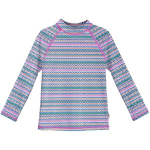 City Threads USA-Made Girls UPF 50+ Printed Long Sleeve Rashguard Tee - 1 of 3