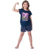 DC Comics Girls' Super Hero Girls Character Sleep Pajama Set Short Blue - 2 of 4