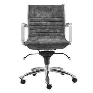 HomeRoots Gray and Silver Steel and Velvet Adjustable Swivel Rolling Conference Office Chair - 1 of 4