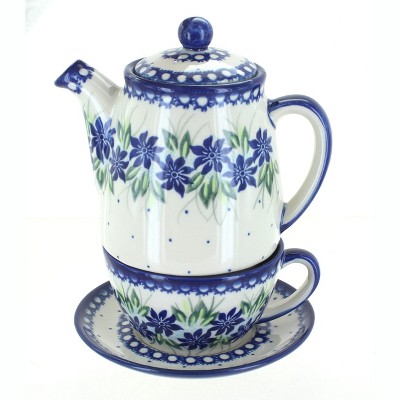 Blue Rose Polish Pottery 380 Vena Tea for One