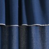 Modern Faux Linen Embroidered Edge With Attached Valance Window Curtain Panels Navy 52X84 Set - 4 of 4