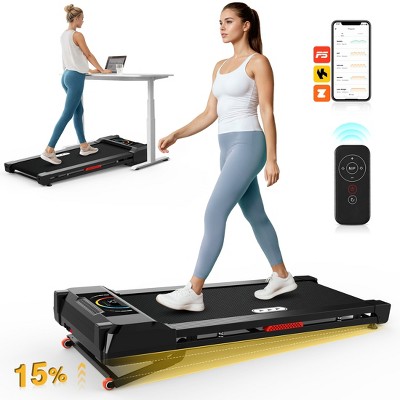 15% Auto Incline Walking Pad Treadmill, 350lbs Capacity, Portable Under Desk Treadmill with APP & Remote for Home Office