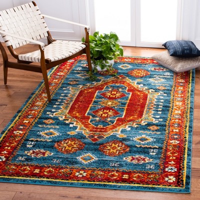 Aegean Bliss Round Blue Synthetic Easy-Care Rug