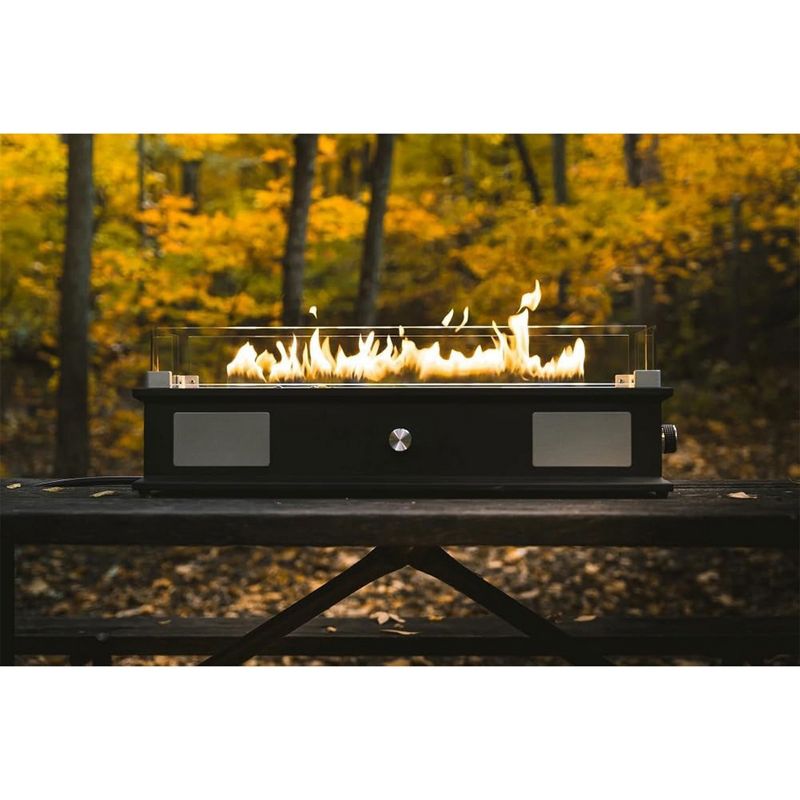 Ukiah Co. LOOM 40,000 BTU Powder Coated Steel Rechargeable Bluetooth 3 Mode Tabletop Propane Fire Pit with Speaker Sound System, Black, 4 of 7