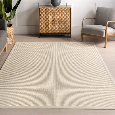 Ivory Geometric Wool and Sisal Runner Rug 2'6" x 8'
