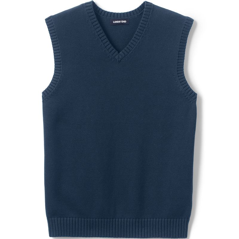 Lands' End School Uniform Men's Cotton Modal Sweater Vest, 1 of 3