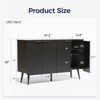 FONTOI Storage Cabinet, Sideboard Cabinet with Doors and Shelves, Buffet Cabinet with Waveform Panel for Dining Room, Black, 47.2*13.8*30 - 2 of 4