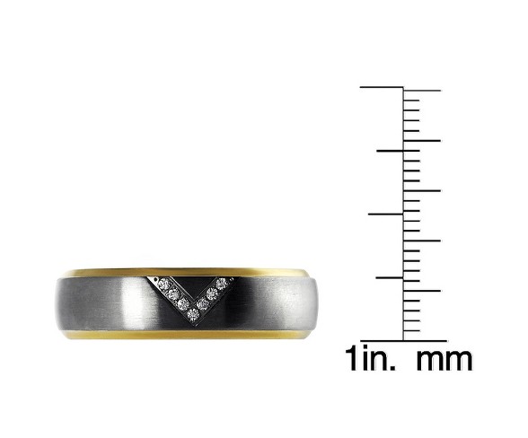 Men's Daxx Cubic Zirconia Titanium Band - Silver/Gold (8)