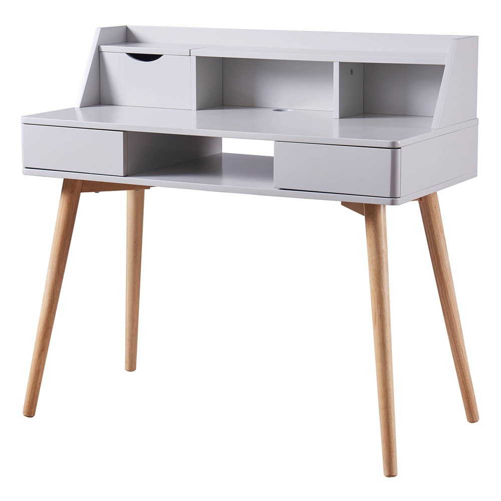 Photos - Office Desk Creativo Wooden Writing Desk with Storage Light Gray/Natural - Teamson Hom