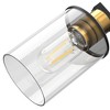 DORESshop 4-Light /6-LightBlack and Gold Vanity Light with Clear Cylinder Glass Shades, Square Plate and Rod Design, E26 Sockets - 3 of 4