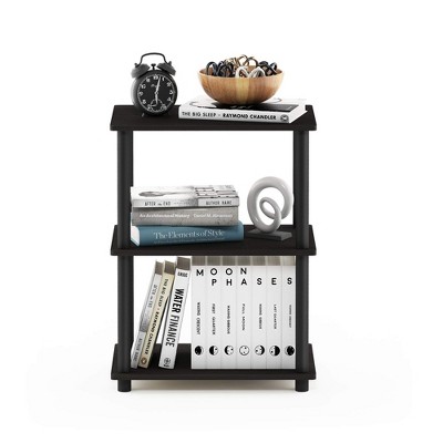 Espresso Black 3-Tier MDF and PVC Living Room Bookshelf