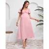 Maternity Dress Ruffle Short Sleeve V Neck Twist Front Summer A Line Midi Dress Baby Shower Photoshoot - 2 of 4