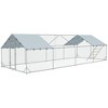 PawHut Chicken Run, Metal Chicken Coop w/ Waterproof & Anti-UV Cover, Feeding Door, Hanging Feeder, Perch - 4 of 4