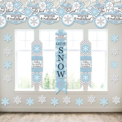 Big Dot of Happiness Winter Wonderland - Wall and Door Hanging Decor - Snowflake Holiday Party and Winter Wedding Room Decoration Kit