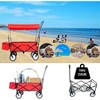 Acekool Folding Wagon Cart with Detachable Canopy, 150lb Capacity, 360° Rotating Wheels, Portable Outdoor Cart for Beach, Garden, Camping, Red - 3 of 4