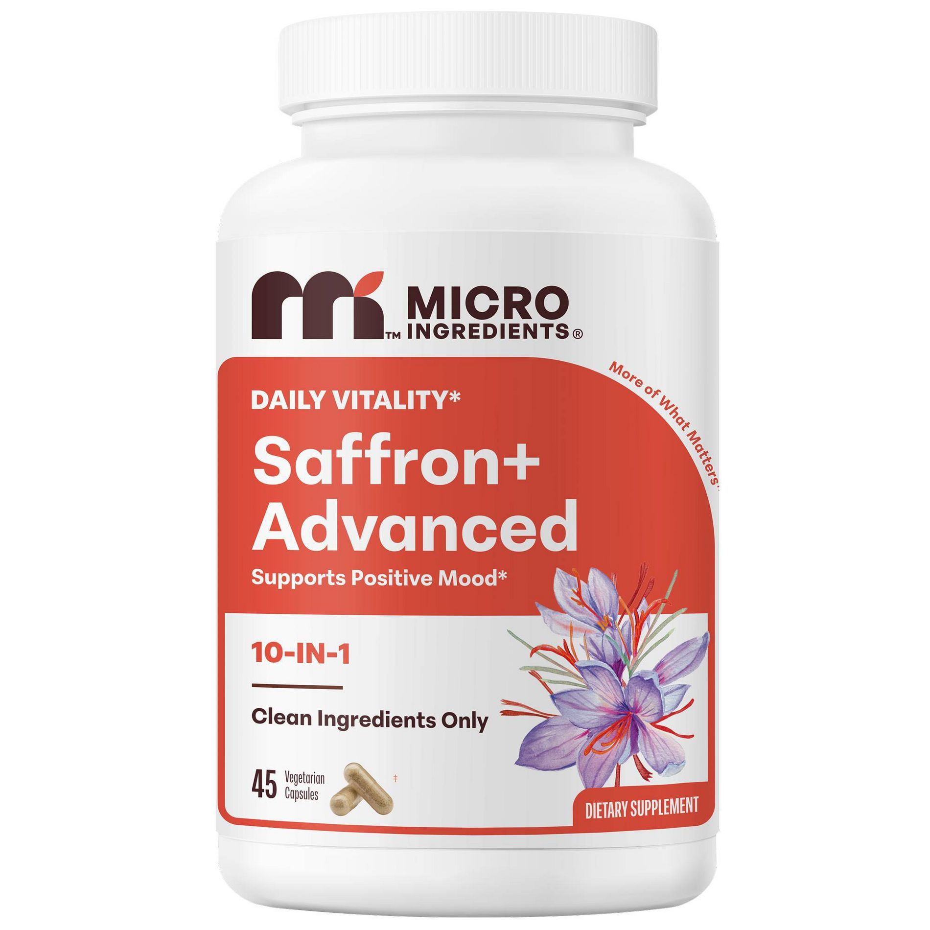 Micro Ingredients Saffron+ Advanced 10-in-1 Herbal Supplement Capsules - 31gms/45ct