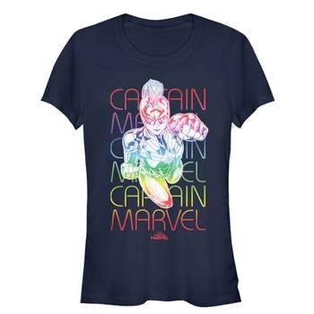 Juniors Womens Marvel Captain Marvel Rainbow Kree T-Shirt