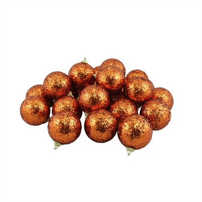 Northlight 24ct Sequin Finish Shatterproof Christmas Ball Ornament Set 2.5" - Orange