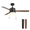 Airsurfer 52" Ceiling Fan with Light in Matte Black and Plywood Blades 3-Blade Pull Chain Propeller Design - 2 of 4