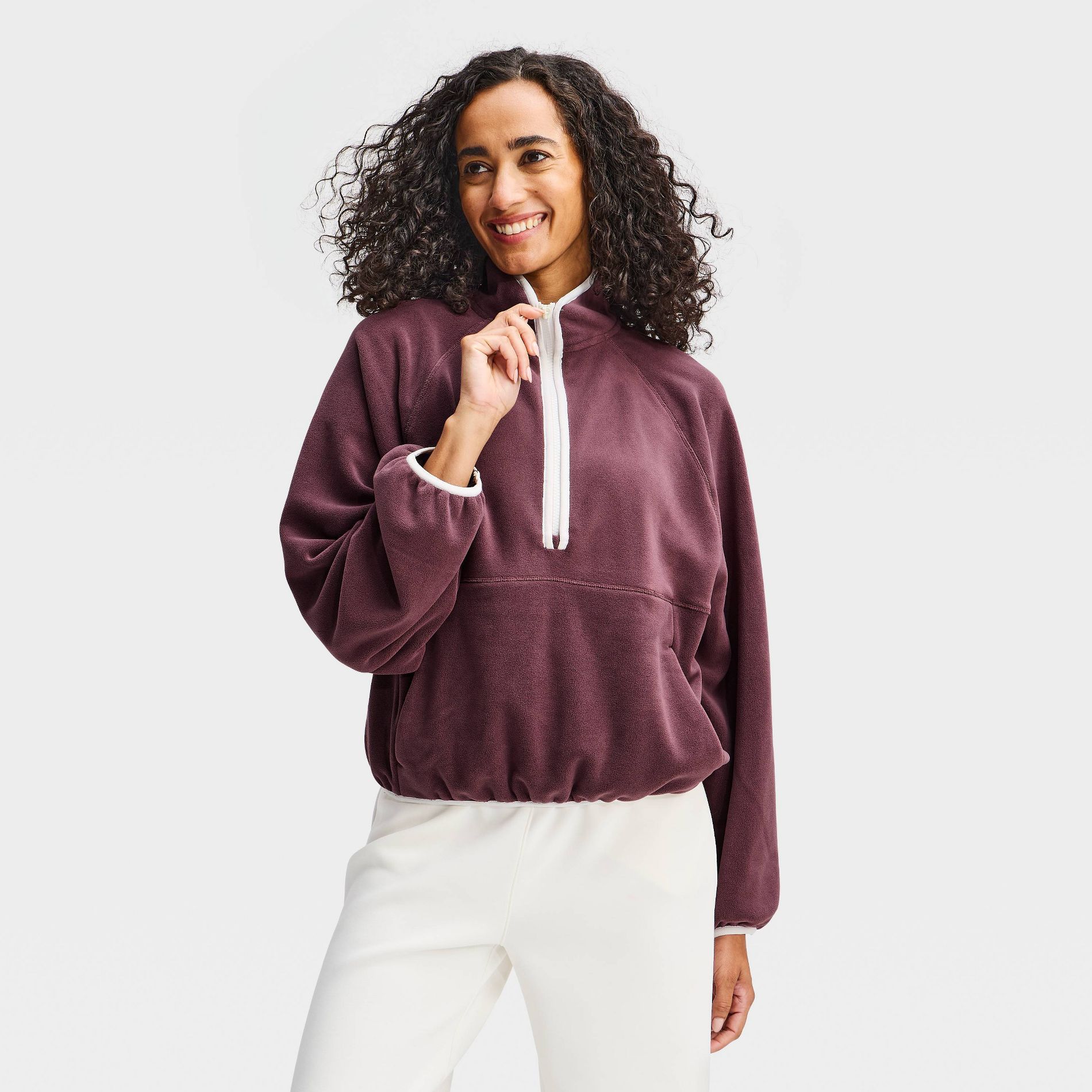 Women's Microfleece 1/2 Zip Pullover Jacket - All In Motion™ Dark Mauve S