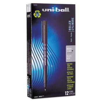 uni-ball Onyx Roller Ball Stick Dye-Based Pen Black Ink Micro Dozen 60040
