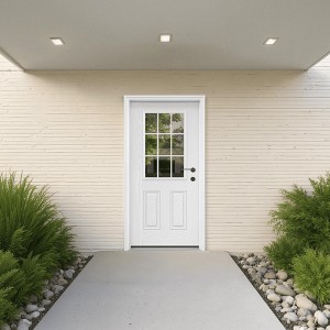 Wooakway 36"W×80"H 9-Lite 2-Panel Exterior Frosted Glass Prehung Front Entry Door Primed Interior Fiberglass Entrance Door - 1 of 4