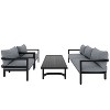 Fred 4-Piece Simple Design Patio Conversation Set, Steel Frame Sofa Set with Large Size Coffee Table, Outdoor Furniture - Maison Boucle - 2 of 4