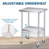 Stainless Steel Table, Heavy Duty Worktable with Adjustable Undershelf and Locking Casters, 2 Tier Metal Prep Table for Kitchen, Restaurant, Garage - 4 of 4