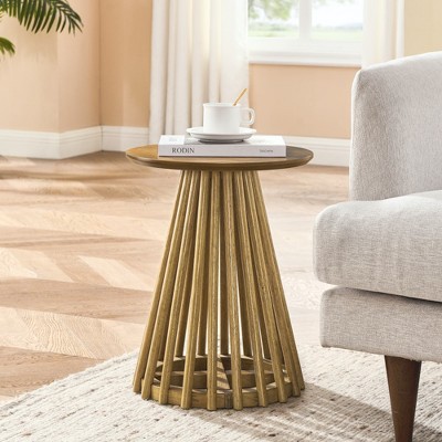 KTMBDW Round Coffee Table, 15.75" Small Coffee Table, Circle Wood Center Table for Living Room, Apartment