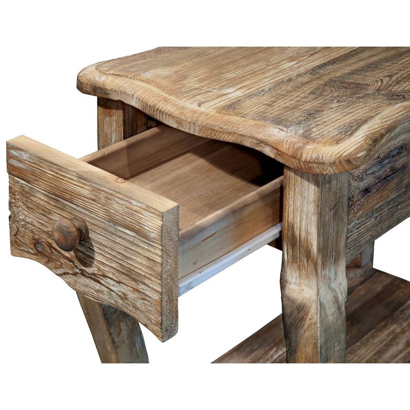 Rustic Reclaimed Chairside Table Distressed Brown - Alaterre Furniture, 3 of 6