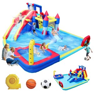 Dexmalle 10 in 1 Inflatable Bounce House,Water Slide Bouncer Pool  with Climbing Wall & Blower - 1 of 4