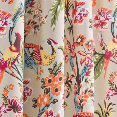 Dolores Neutral Multi Floral Bird Print Blackout Curtains, 84" x 52"